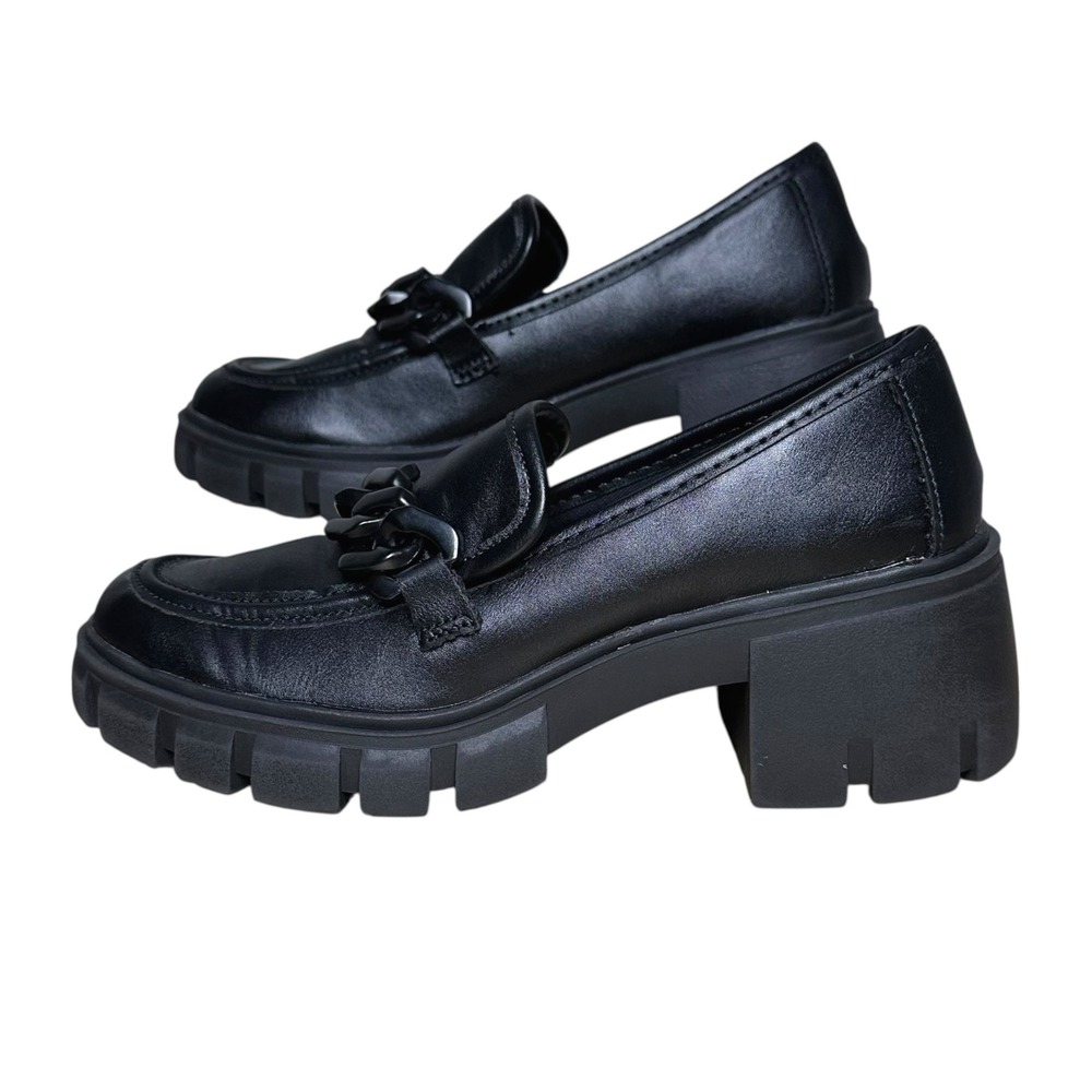 Madden Girl‎ Hoxtonn Black Chunky Platform Lug Sole Chain Loafers HOXT02J1 7M - Picture 6 of 9